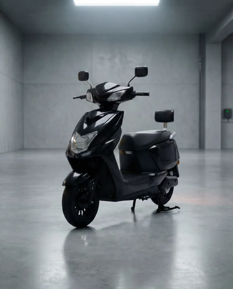 EVE E05 electric scooter in black, studio shot