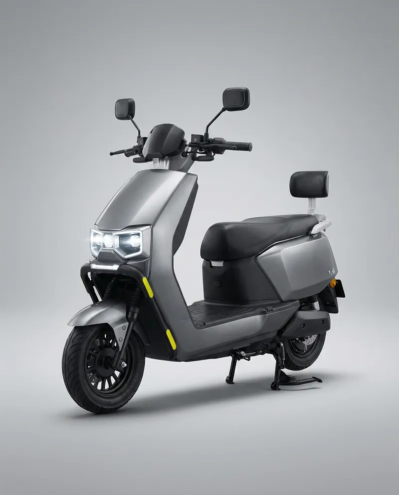 EVE E10 electric scooter in grey, studio shot