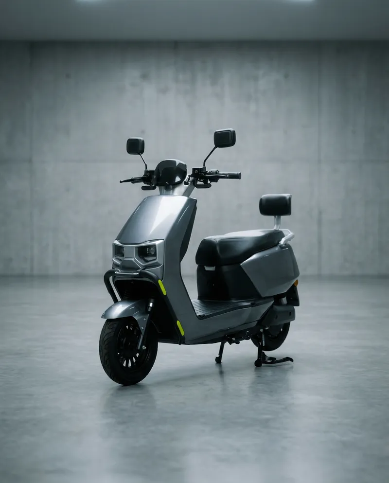 EVE E10 electric scooter front view in a dark studio