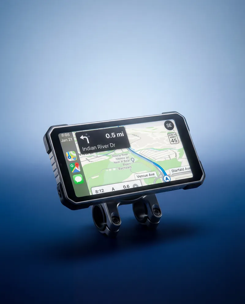 EVE E20 dashboard with the in-built navigation system displaying a route